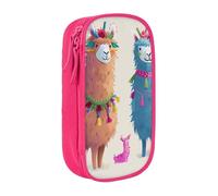 BNVSADC Alpaca Llama Printed Pencil Case for Girls Boys, Large Capacity Pencil Pouch Cute Pencil Box Adult Makeup Bag with 2 Compartments, Pink