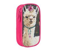 BNVSADC Alpaca Llama Printed Pencil Case for Girls Boys, Large Capacity Pencil Pouch Cute Pencil Box Adult Makeup Bag with 2 Compartments, Pink