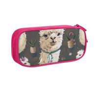 BNVSADC Alpaca Llama Printed Pencil Case Large Pen Bag Cute Pencil Box Pouch Office School Stationery Organizer for Girls Boys, Pink