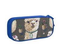 BNVSADC Alpaca Llama Printed Pencil Case Large Pen Bag Cute Pencil Box Pouch Office School Stationery Organizer for Girls Boys, Blue
