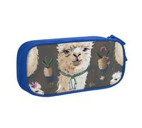 BNVSADC Alpaca Llama Printed Pencil Case Large Pen Bag Cute Pencil Box Pouch Office School Stationery Organizer for Girls Boys, Blue