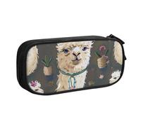 BNVSADC Alpaca Llama Printed Pencil Case Large Pen Bag Cute Pencil Box Pouch Office School Stationery Organizer for Girls Boys, Black