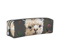 BNVSADC Alpaca Llama Printed Pencil Case Leather Pencil Pouch Cute Stationery Pencil Pen Bag with Zipper for School Office Travel