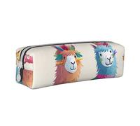 BNVSADC Alpaca Llama Printed Pencil Case Leather Pencil Pouch Cute Stationery Pencil Pen Bag with Zipper for School Office Travel