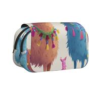 BNVSADC Alpaca Llama Printed Print Flip Top Double Layer Pencil Case - Large Capacity School Supplies Organizer for Students, Kids, Teens, Artists, Travel & Office Use