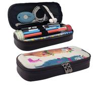 BNVSADC Alpaca Llama Printed PU Leather Flip Pencil Case, Cute Pencil Box Pen Bag Stationery Organizer Makeup Bag for School Office Travel