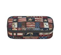 BNVSADC American Flag Patchwork Printed Pencil Case Cute Pencil Box Bag Pen Pouch Office School Stationery Organizer for School Travel Work