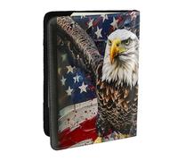 BNVSADC American USA Flag Eagle Printed Passport Holder Travel PU Leather Passport Cover Case Organiser for Men Women, 6.5 inch