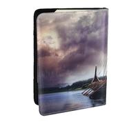 BNVSADC Ancient Times Boat Printed Passport Holder Travel PU Leather Passport Cover Case Organiser for Men Women, 6.5 inch
