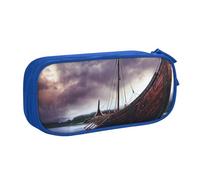 BNVSADC Ancient Times Boat Printed Pencil Case Large Pen Bag Cute Pencil Box Pouch Office School Stationery Organizer for Girls Boys, Blue