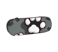BNVSADC Animal Footprints Printed Leather Pencil Pen Case & Makeup Bag - Stylish Hard Shell Pencil Bag Stationery Organizer Pouch for School Office Travel
