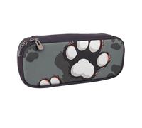 BNVSADC Animal Footprints Printed Leather Pencil Pen Case & Makeup Bag - Stylish Pencil Bag Stationery Organizer Pouch for School Office Travel