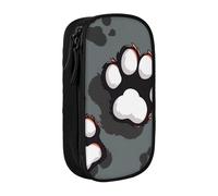 BNVSADC Animal Footprints Printed Pencil Case for Girls Boys, Large Capacity Pencil Pouch Cute Pencil Box Adult Makeup Bag with 2 Compartments, Black