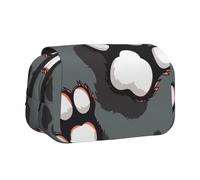 BNVSADC Animal Footprints Printed Print Flip Top Double Layer Pencil Case - Large Capacity School Supplies Organizer for Students, Kids, Teens, Artists, Travel & Office Use