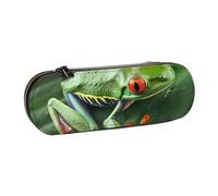 BNVSADC Animal Frog Leaves Printed Leather Pencil Pen Case & Makeup Bag - Stylish Hard Shell Pencil Bag Stationery Organizer Pouch for School Office Travel