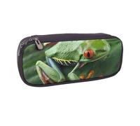BNVSADC Animal Frog Leaves Printed Leather Pencil Pen Case & Makeup Bag - Stylish Pencil Bag Stationery Organizer Pouch for School Office Travel
