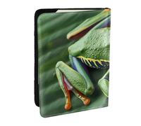 BNVSADC Animal Frog Leaves Printed Passport Holder Travel PU Leather Passport Cover Case Organiser for Men Women, 6.5 inch