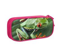BNVSADC Animal Frog Leaves Printed Pencil Case Large Pen Bag Cute Pencil Box Pouch Office School Stationery Organizer for Girls Boys, Pink