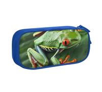 BNVSADC Animal Frog Leaves Printed Pencil Case Large Pen Bag Cute Pencil Box Pouch Office School Stationery Organizer for Girls Boys, Blue