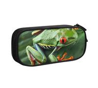 BNVSADC Animal Frog Leaves Printed Pencil Case Large Pen Bag Cute Pencil Box Pouch Office School Stationery Organizer for Girls Boys, Black
