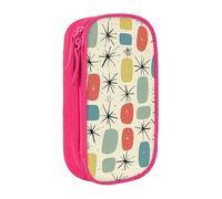 BNVSADC Atomic Stars Retro Pattern Printed Pencil Case for Girls Boys, Large Capacity Pencil Pouch Cute Pencil Box Adult Makeup Bag with 2 Compartments, Pink