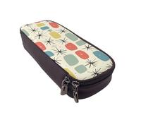 BNVSADC Atomic Stars Retro Pattern Printed PU Leather Flip Pencil Case, Cute Pencil Box Pen Bag Stationery Organizer Makeup Bag for School Office Travel