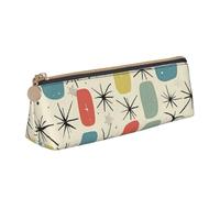 BNVSADC Atomic Stars Retro Pattern Printed Triangle Pencil Case Leather Pencil Pouch Cute Stationery Pencil Pen Bag for School Office Travel