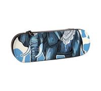 BNVSADC Aztec Elephant Printed Leather Pencil Pen Case & Makeup Bag - Stylish Hard Shell Pencil Bag Stationery Organizer Pouch for School Office Travel