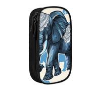 BNVSADC Aztec Elephant Printed Pencil Case for Girls Boys, Large Capacity Pencil Pouch Cute Pencil Box Adult Makeup Bag with 2 Compartments, Black