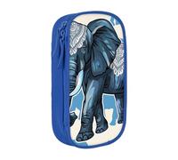BNVSADC Aztec Elephant Printed Pencil Case for Girls Boys, Large Capacity Pencil Pouch Cute Pencil Box Adult Makeup Bag with 2 Compartments, Blue