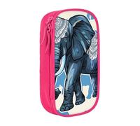 BNVSADC Aztec Elephant Printed Pencil Case for Girls Boys, Large Capacity Pencil Pouch Cute Pencil Box Adult Makeup Bag with 2 Compartments, Pink