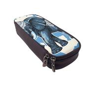 BNVSADC Aztec Elephant Printed PU Leather Flip Pencil Case, Cute Pencil Box Pen Bag Stationery Organizer Makeup Bag for School Office Travel