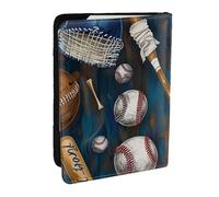 BNVSADC Baseball Basketball Football Hockey Printed Passport Holder Travel PU Leather Passport Cover Case Organiser for Men Women, 6.5 inch
