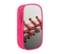 BNVSADC Baseball Lace Close Up Printed Pencil Case for Girls Boys, Large Capacity Pencil Pouch Cute Pencil Box Adult Makeup Bag with 2 Compartments, Pink