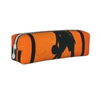 BNVSADC Basketball Art Printed Pencil Case Leather Pencil Pouch Cute Stationery Pencil Pen Bag with Zipper for School Office Travel