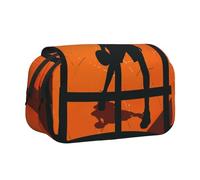 BNVSADC Basketball Art Printed Print Flip Top Double Layer Pencil Case - Large Capacity School Supplies Organizer for Students, Kids, Teens, Artists, Travel & Office Use