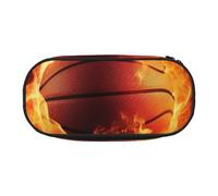 BNVSADC Basketball on Fire Flame Splashing Printed Pencil Case Cute Pencil Bag Pen Pouch Large Stationery Organizer Makeup Bag for Teen Boys Girls School Students Office