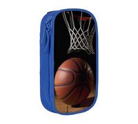 BNVSADC Basketball Printed Pencil Case for Girls Boys, Large Capacity Pencil Pouch Cute Pencil Box Adult Makeup Bag with 2 Compartments, Blue