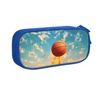 BNVSADC Basketball Printed Pencil Case Large Pen Bag Cute Pencil Box Pouch Office School Stationery Organizer for Girls Boys, Blue