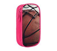 BNVSADC Basketball Sport Printed Pencil Case for Girls Boys, Large Capacity Pencil Pouch Cute Pencil Box Adult Makeup Bag with 2 Compartments, Pink