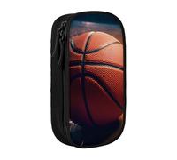 BNVSADC Basketball Sport Printed Pencil Case for Girls Boys, Large Capacity Pencil Pouch Cute Pencil Box Adult Makeup Bag with 2 Compartments, Black