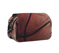 BNVSADC Basketball Sport Printed Print Flip Top Double Layer Pencil Case - Large Capacity School Supplies Organizer for Students, Kids, Teens, Artists, Travel & Office Use