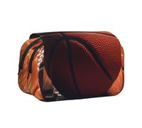 BNVSADC Basketball Sport Printed Print Flip Top Double Layer Pencil Case - Large Capacity School Supplies Organizer for Students, Kids, Teens, Artists, Travel & Office Use