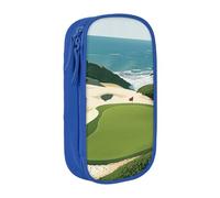 BNVSADC Beach Golf Course Printed Pencil Case for Girls Boys, Large Capacity Pencil Pouch Cute Pencil Box Adult Makeup Bag with 2 Compartments, Blue