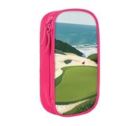 BNVSADC Beach Golf Course Printed Pencil Case for Girls Boys, Large Capacity Pencil Pouch Cute Pencil Box Adult Makeup Bag with 2 Compartments, Pink