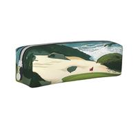 BNVSADC Beach Golf Course Printed Pencil Case Leather Pencil Pouch Cute Stationery Pencil Pen Bag with Zipper for School Office Travel
