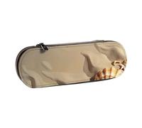 BNVSADC Beach Sea Shell Sand Printed Leather Pencil Pen Case & Makeup Bag - Stylish Hard Shell Pencil Bag Stationery Organizer Pouch for School Office Travel