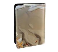 BNVSADC Beach Sea Shell Sand Printed Passport Holder Travel PU Leather Passport Cover Case Organiser for Men Women, 6.5 inch