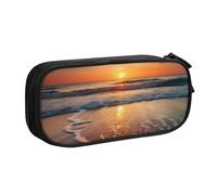 BNVSADC Beach Sunset Printed Pencil Case Large Pen Bag Cute Pencil Box Pouch Office School Stationery Organizer for Girls Boys, Black