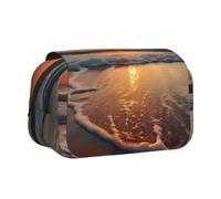 BNVSADC Beach Sunset Printed Print Flip Top Double Layer Pencil Case - Large Capacity School Supplies Organizer for Students, Kids, Teens, Artists, Travel & Office Use
